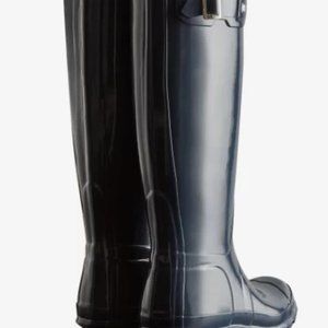 Hunter Women's Original Tall Gloss Rain Boots, Size 9, Navy
